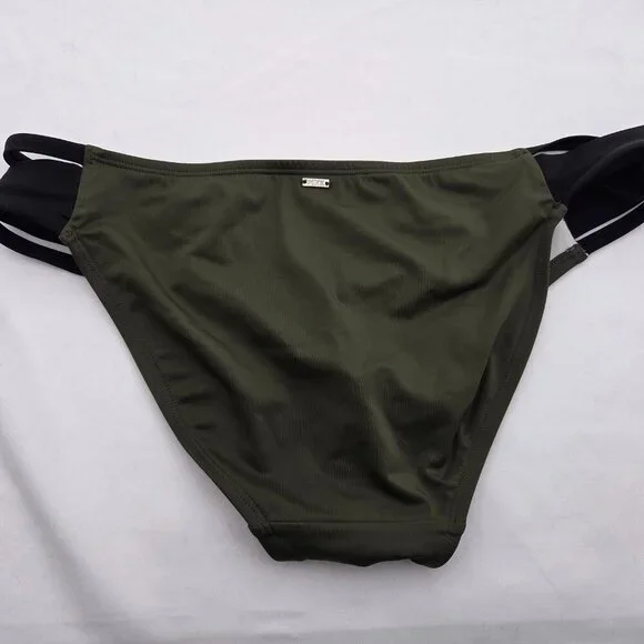 PINK Victoria's Secret: The Luxe Retreat Bikini Bottom, Army Green & Black - L - Picture 2 of 5